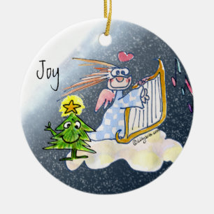 Harp Angel Christmas Tree Joy Cartoon Ceramic Tree Decoration