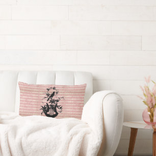 Harp Bird & Pink Diamond Pillow