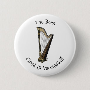 Harp cartoon illustration 6 cm round badge