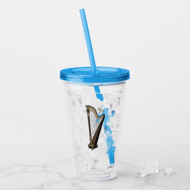 Harp cartoon illustration  acrylic tumbler (Front Ice)