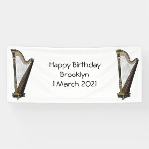 Harp cartoon illustration banner
