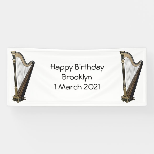Harp cartoon illustration banner (Horizontal)