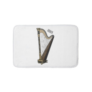 Harp cartoon illustration bath mat