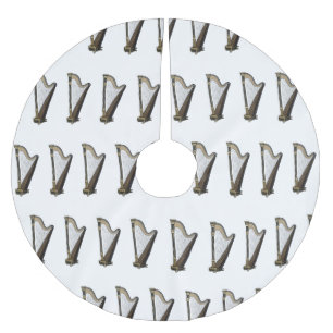 Harp cartoon illustration brushed polyester tree skirt