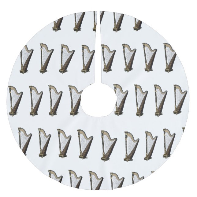 Harp cartoon illustration  brushed polyester tree skirt (Front)