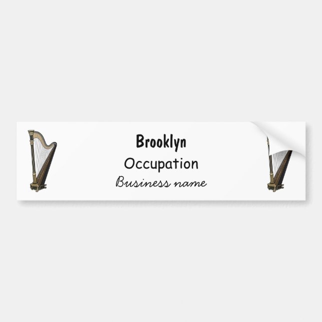 Harp cartoon illustration bumper sticker (Front)
