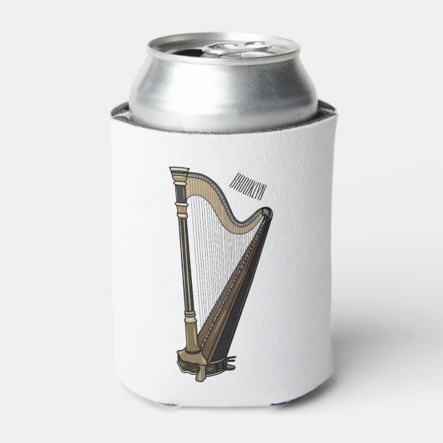Harp cartoon illustration  can cooler (Can Front)