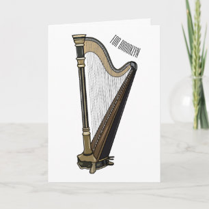 Harp cartoon illustration card