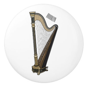 Harp cartoon illustration ceramic knob
