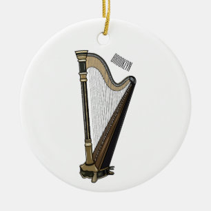 Harp cartoon illustration  ceramic tree decoration