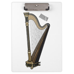 Harp cartoon illustration clipboard
