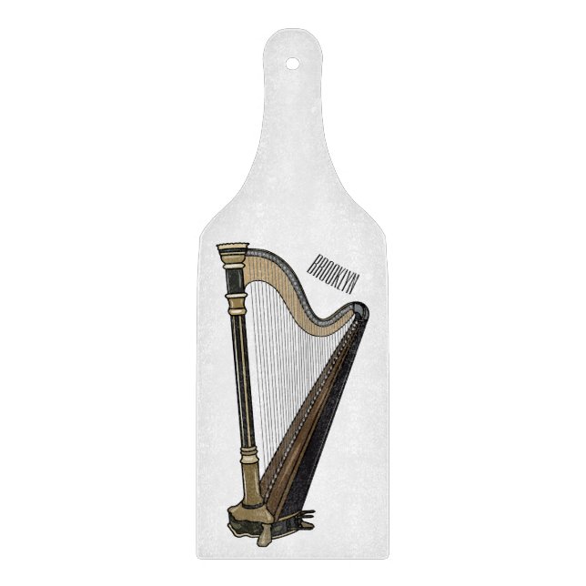 Harp cartoon illustration  cutting board (Front)