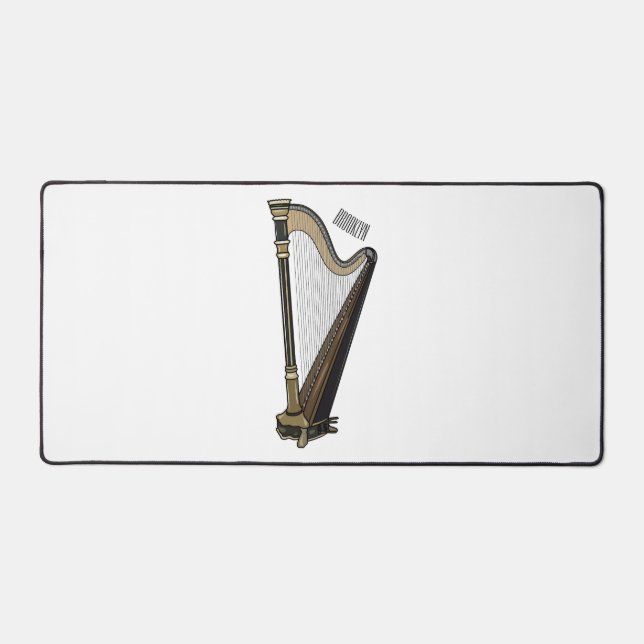 Harp cartoon illustration  desk mat (Front)