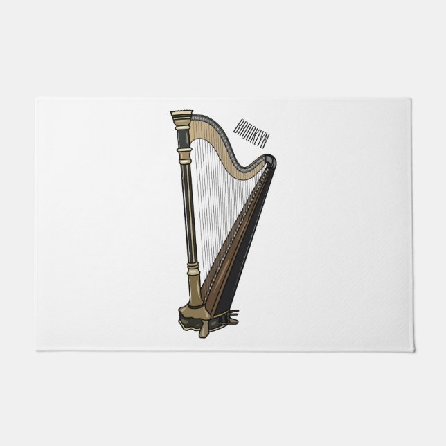 Harp cartoon illustration  doormat (Front)