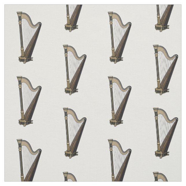 Harp cartoon illustration fabric (Swatch)