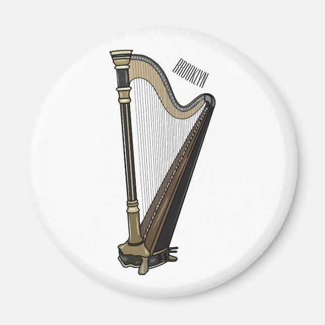 Harp cartoon illustration  magnet (Front)