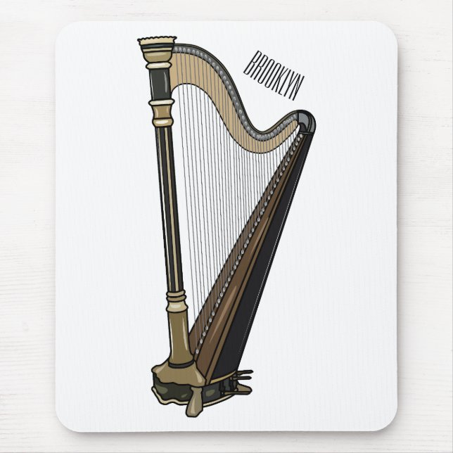 Harp cartoon illustration  mouse mat (Front)