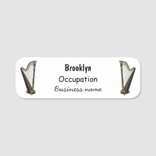 Harp cartoon illustration name tag