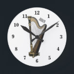 Harp cartoon illustration  round clock<br><div class="desc">Harp cartoon illustration</div>