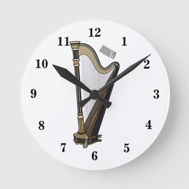 Harp cartoon illustration  round clock (Front)