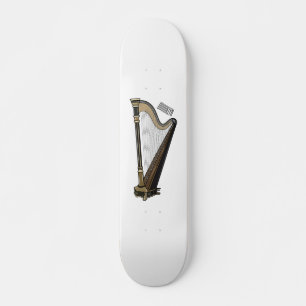 Harp cartoon illustration  skateboard
