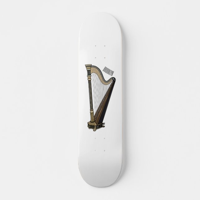 Harp cartoon illustration  skateboard (Front)