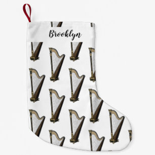 Harp cartoon illustration  small christmas stocking