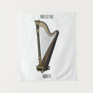 Harp cartoon illustration  tapestry
