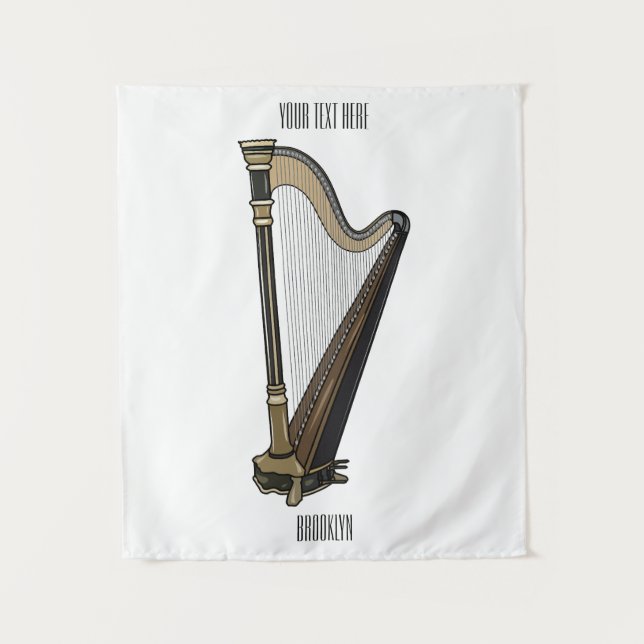 Harp cartoon illustration  tapestry (Front)