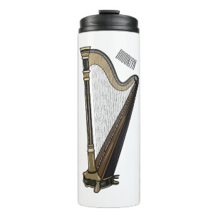 Harp cartoon illustration  thermal tumbler