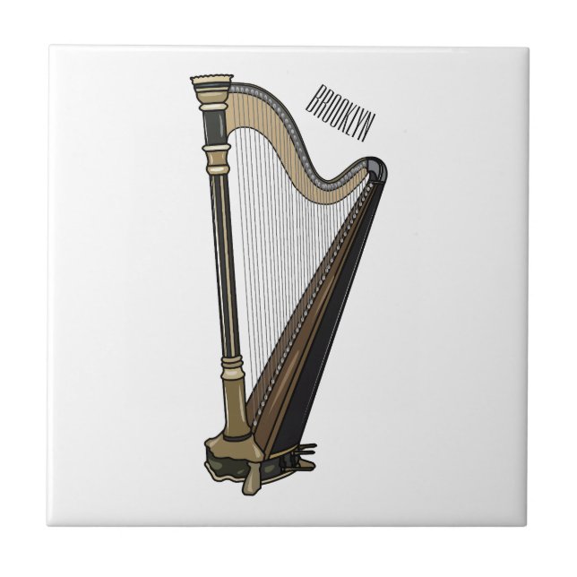 Harp cartoon illustration  tile (Front)