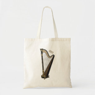 Harp cartoon illustration  tote bag