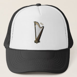 Harp cartoon illustration trucker hat