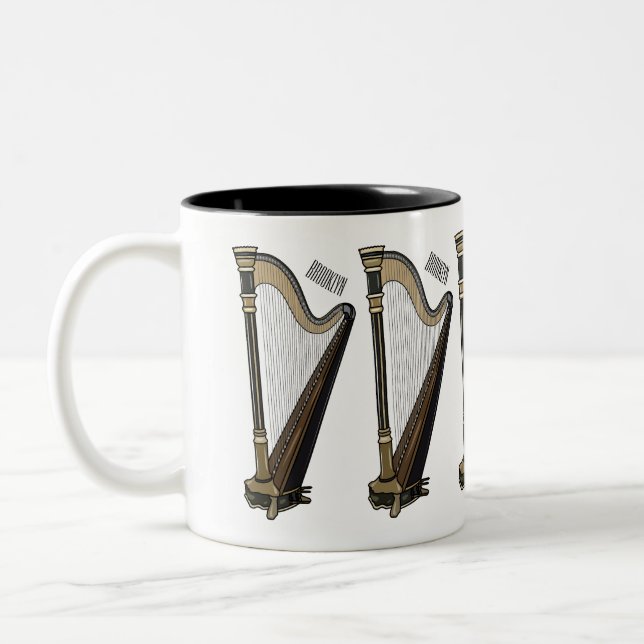 Harp cartoon illustration  Two-Tone coffee mug (Left)