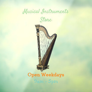 Harp cartoon illustration window cling