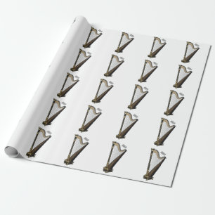 Harp cartoon illustration wrapping paper