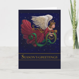 Harp Centre - Christmas Angel With Harp Card