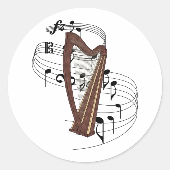 Harp Classic Round Sticker (Front)