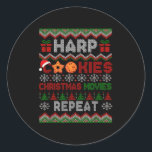 Harp Cookies Christmas Movies Repeat Sweater Instr Classic Round Sticker<br><div class="desc">Harp Cookies Christmas Movies Repeat Sweater Instrument</div>