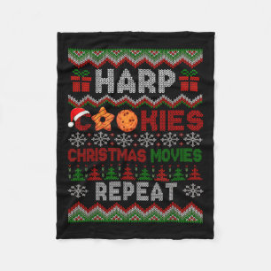 Harp Cookies Christmas Movies Repeat Sweater Instr Fleece Blanket