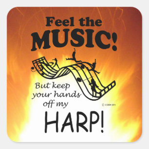 Harp Feel The Music Square Sticker