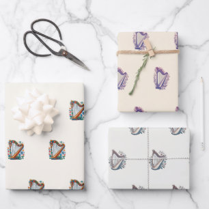 Harp Floral Wrapping Paper (Set of 3)