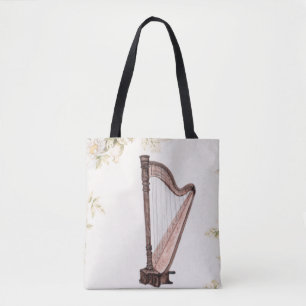 Harp & Flowers Tote Bag