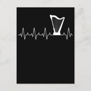 Harp Heartbeat Musician Harp Player Postcard