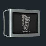 Harp Icon Belt Buckle<br><div class="desc">Black and white harp icon with Celtic knot decoration. Custom Text.</div>