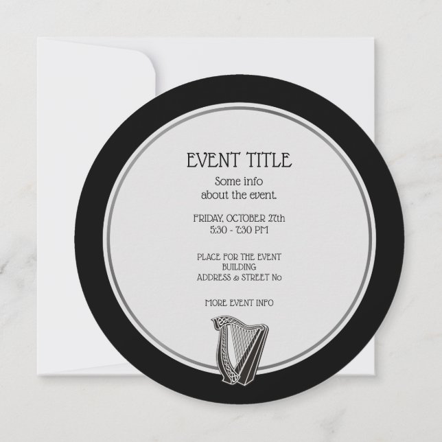 Harp Icon Invitation (Back)