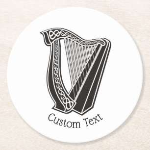 Harp Icon Round Paper Coaster