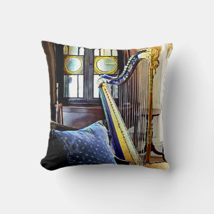 Harp In Music Room Cushion