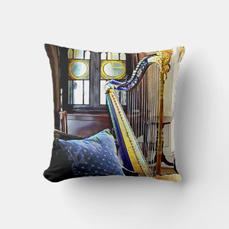 Harp In Music Room Cushion