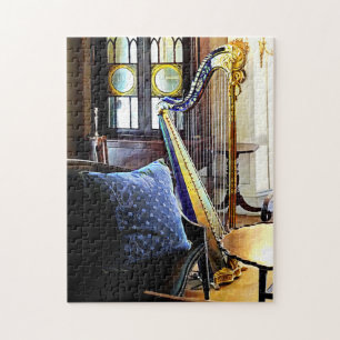Harp In Music Room Jigsaw Puzzle